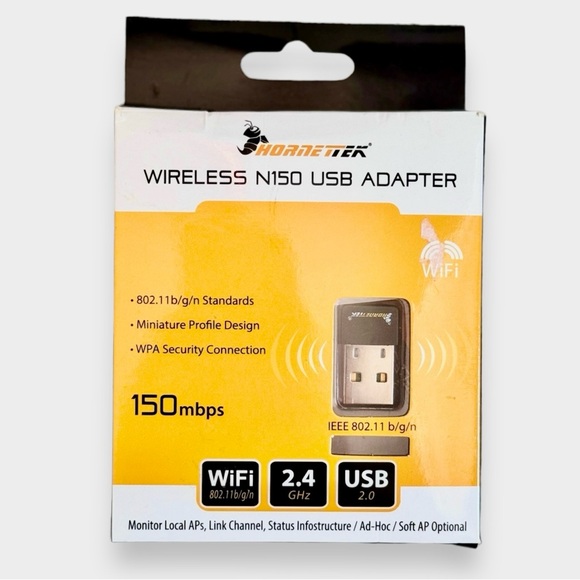 HORNETTEK Mini Wireless N150 USB Adapter - NWT - Picture 1 of 7